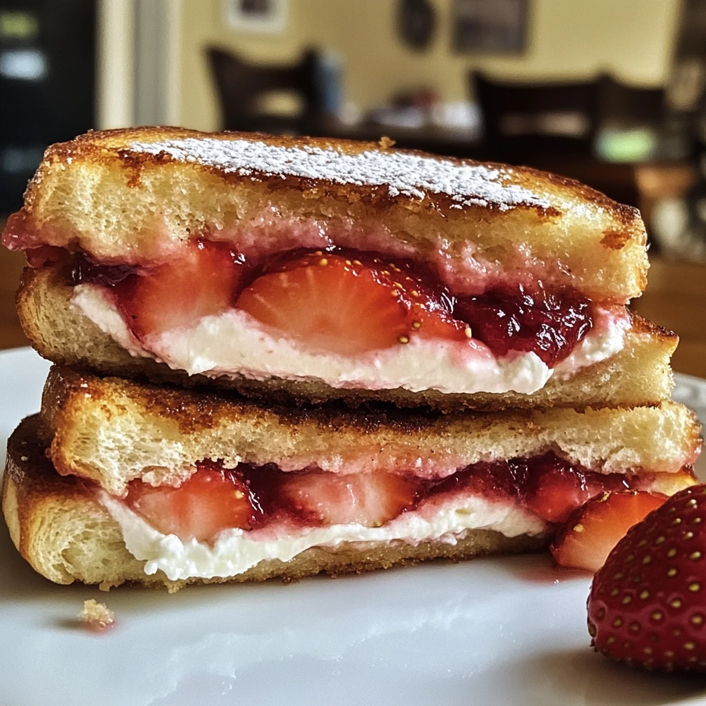 Fried Strawberry Cheesecake Sandwiches 4 Servings Amazing
