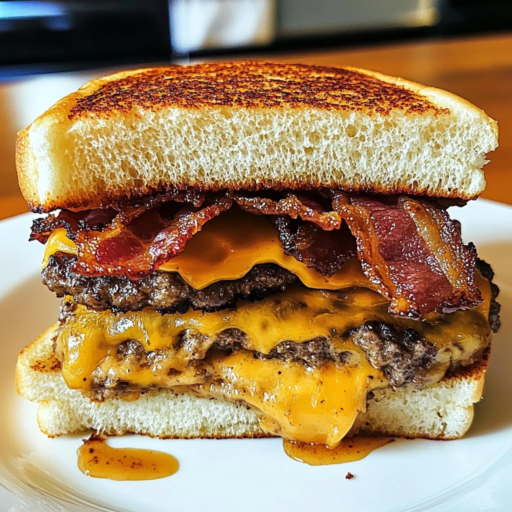 Loaded Bourbon Maple Bacon Cheeseburger Melt 4 Servings Awesome Delicious