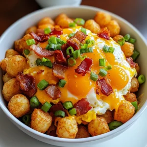 Tater Tot Breakfast Bowl 4 Ingredients Easy Delicious