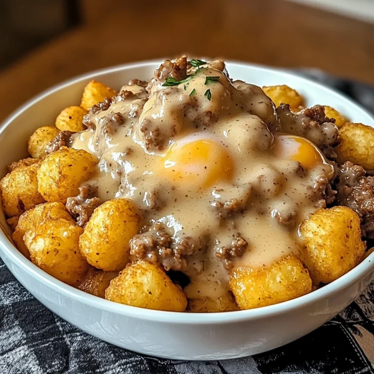 Tater Tot Breakfast Bowl with Sausage Gravy 4 Ingredients Easy Delicious