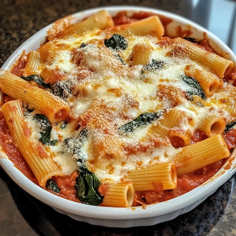 Baked Rigatoni with Spinach and Ricotta 4 Servings Easy Delicious
