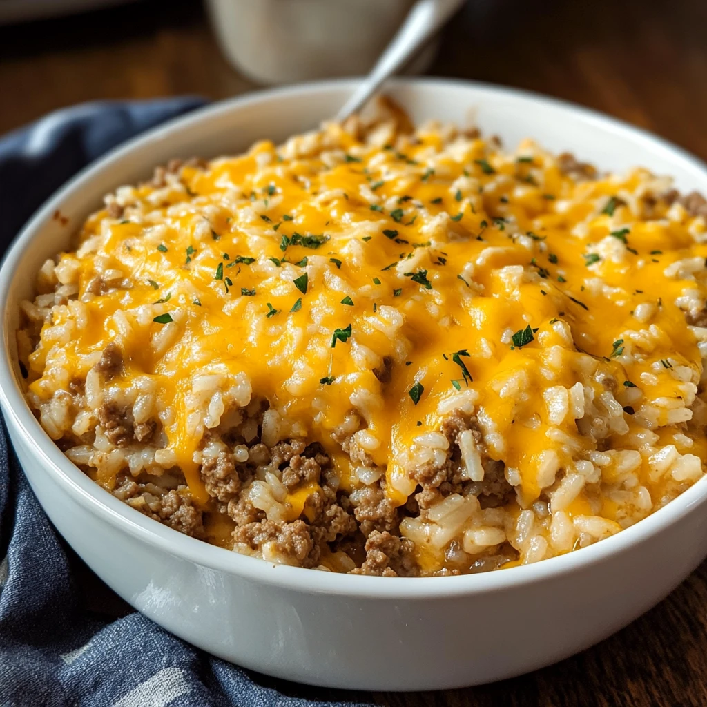 Cheesy Ground Beef and Rice Casserole 30 Minutes Easy Delicious