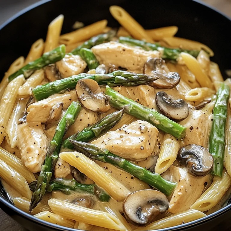 Chicken Penne with Creamy Mushroom and Asparagus 30 Minutes Ultimate Delicious