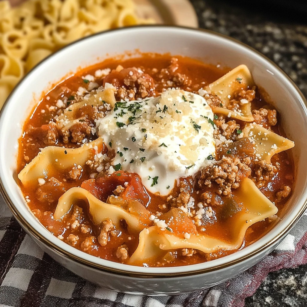 Crockpot Lasagna Soup 4 Steps Easy Delicious