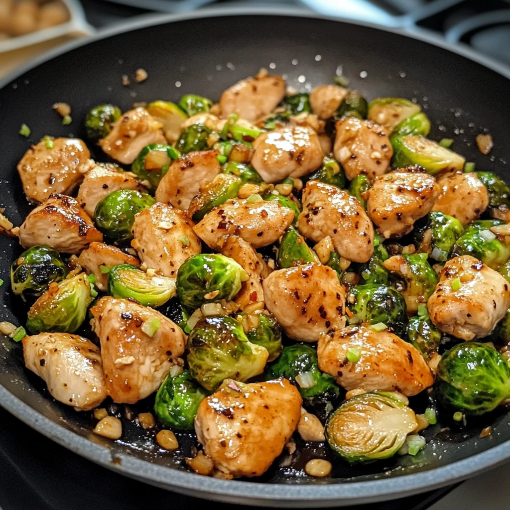Honey Garlic Chicken and Brussels Sprouts Skillet - 30 Minutes Easy Delicious