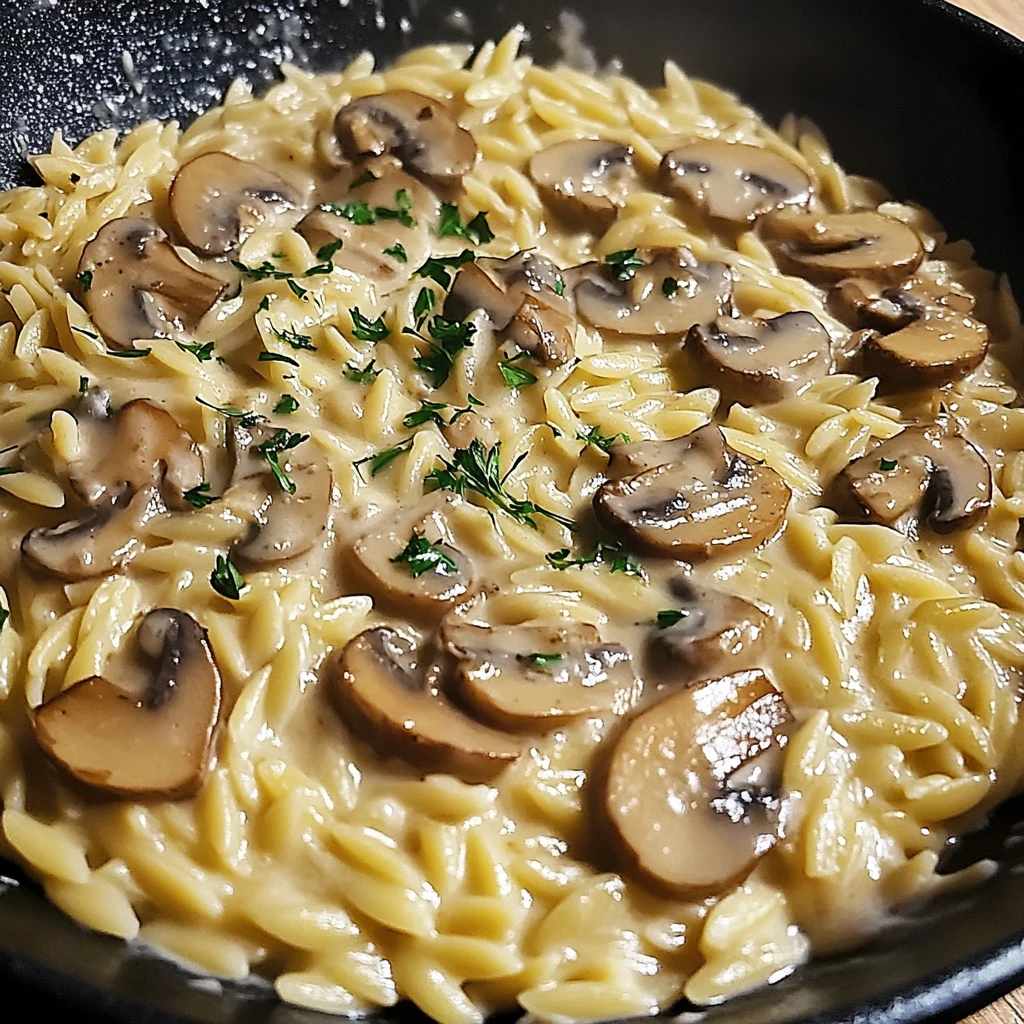 One Pot Creamy Mushroom Orzo 30 Minutes Easy Delicious