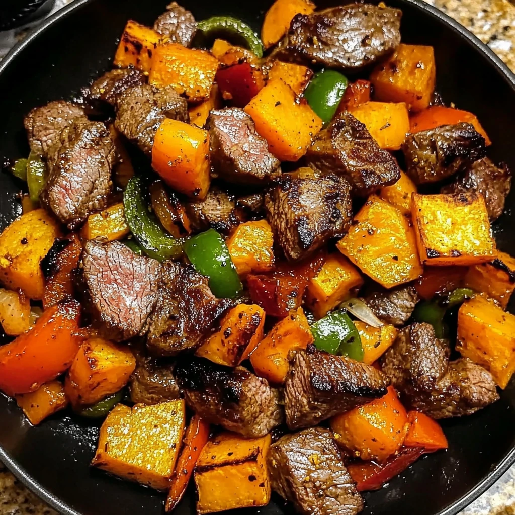 Steak Bites with Sweet Potatoes and Peppers 30 Minutes Easy Delicious