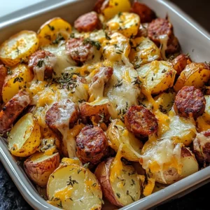 Cheesy Ranch Roasted Potatoes with Smoked Sausage - 7 Ingredients Ultimate Delicious