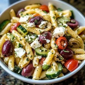 Greek Pasta Salad with Lemon Dressing: 7 Ingredients, Easy, Delicious