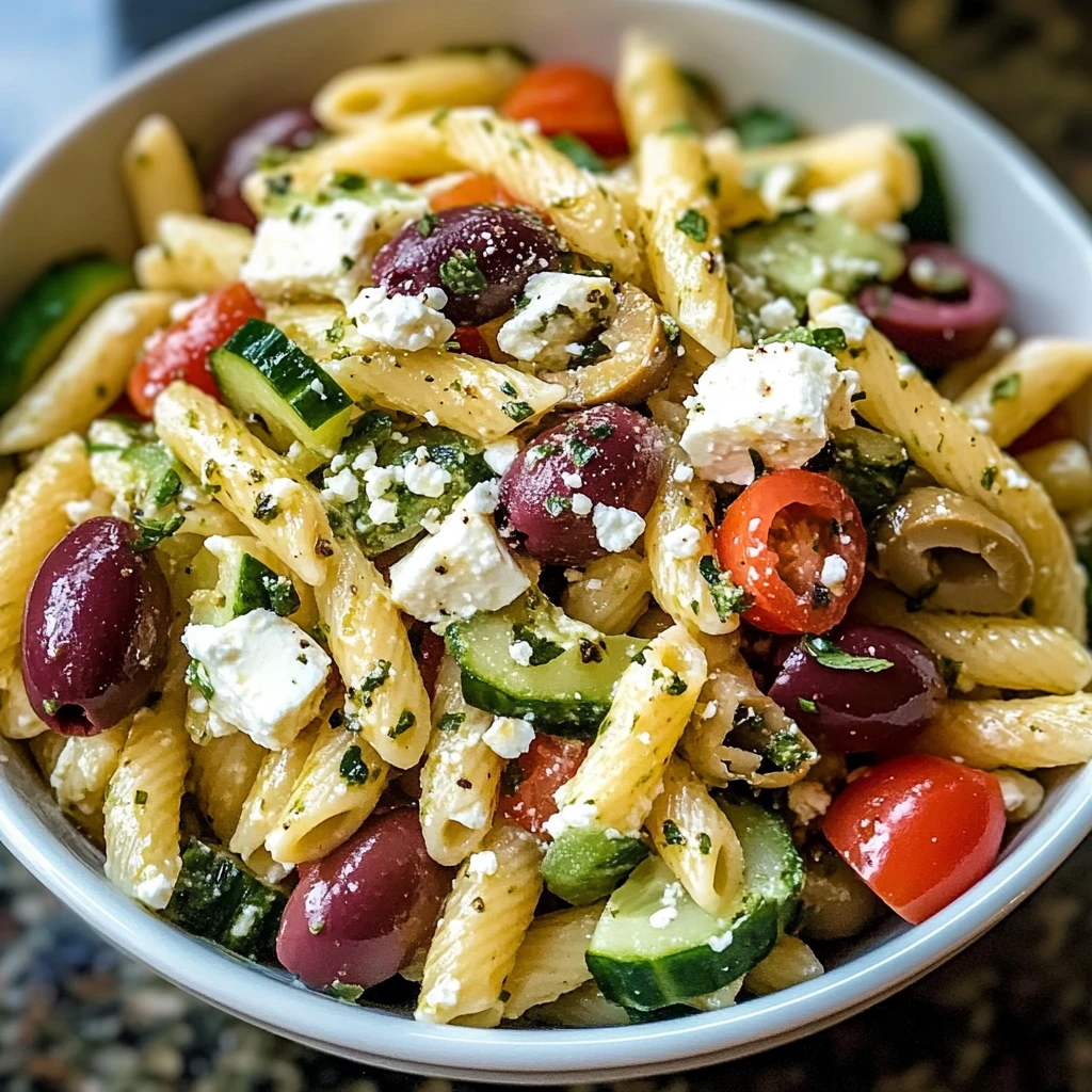 Greek Pasta Salad with Lemon Dressing: 7 Ingredients, Easy, Delicious