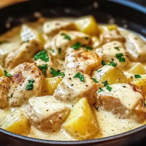 High Protein Creamy Garlic Cheesy Chicken & Potatoes 4 Servings Easy Delicious