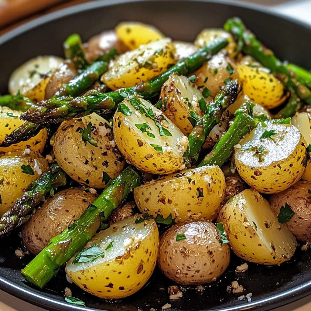 One Pan Garlic Potatoes Asparagus 30 Minutes Easy Delicious