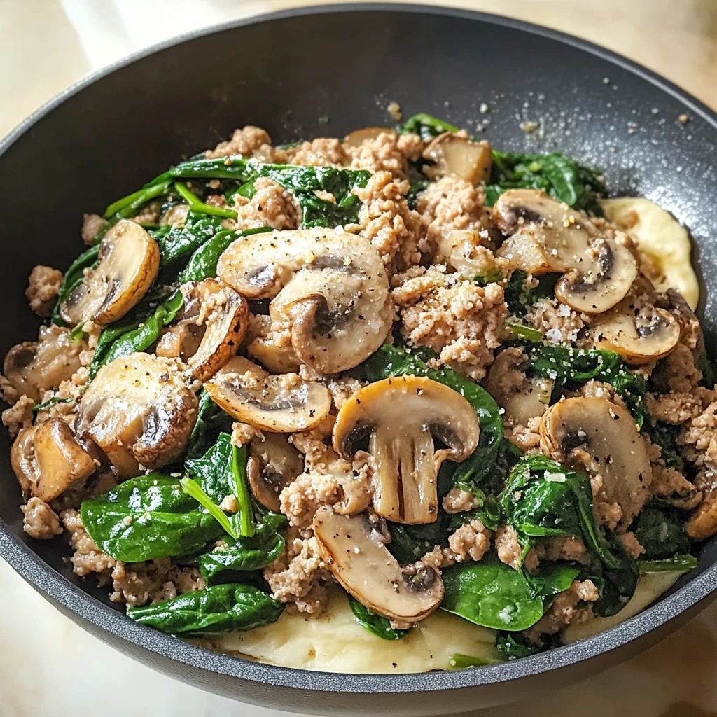 Turkey Spinach Mushroom Skillet 30 Minutes Easy Delicious