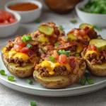 Bacon Cheeseburger Stuffed Potato Skins 4 Servings Ultimate Delicious