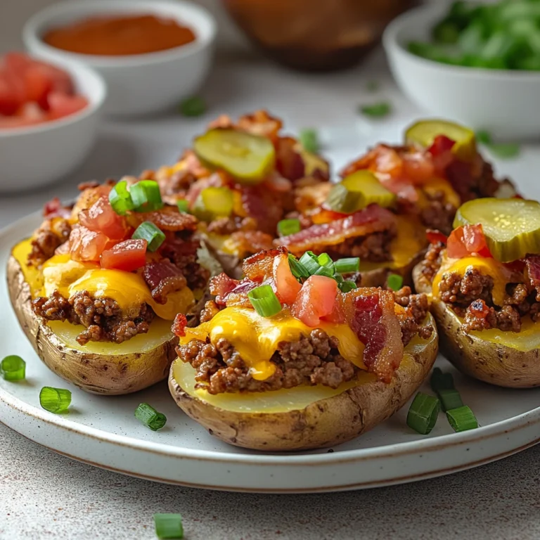 Bacon Cheeseburger Stuffed Potato Skins 4 Servings Ultimate Delicious