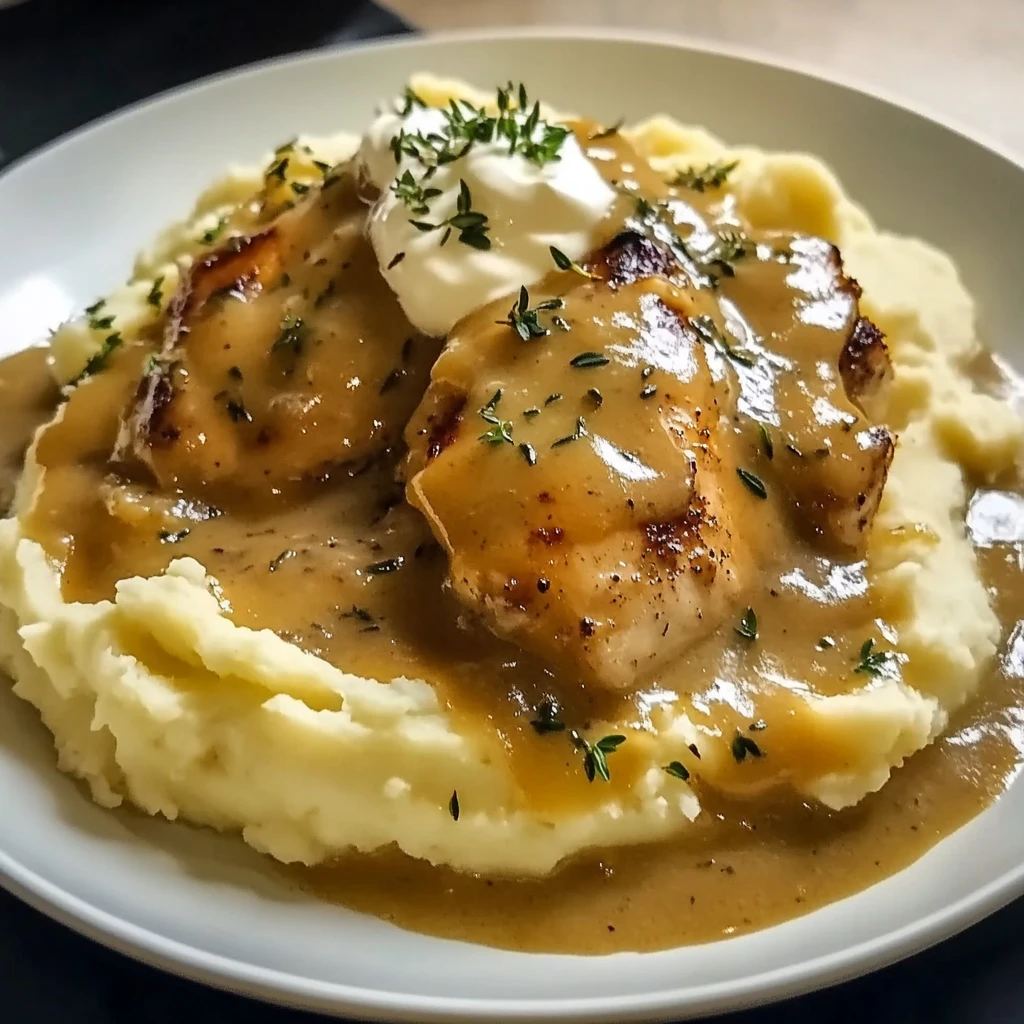 Chicken and Garlic Gravy with Cheesy Mashed Potatoes 4 Servings Ultimate Delicious