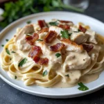 30-Minute Creamy Chicken Bacon Garlic Alfredo - Easy & Delicious