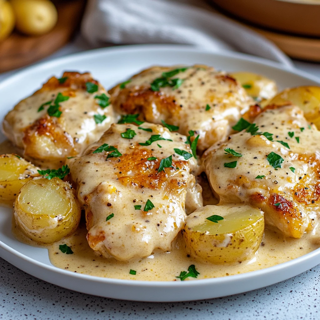 Creamy Garlic Parmesan Chicken and Potato Bake 30 Minutes Easy Delicious