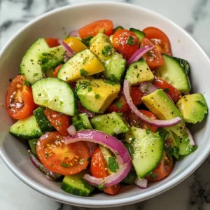 Cucumber Tomato Avocado Salad 4 Ingredients Easy Delicious