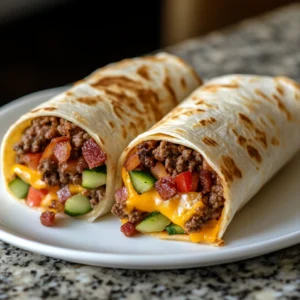 Easy Loaded Bacon Cheeseburger Wrap 4 Servings Delicious