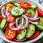 Fresh Tangy Marinated Cucumber Onion and Tomato Salad 4 Servings Easy Delicious