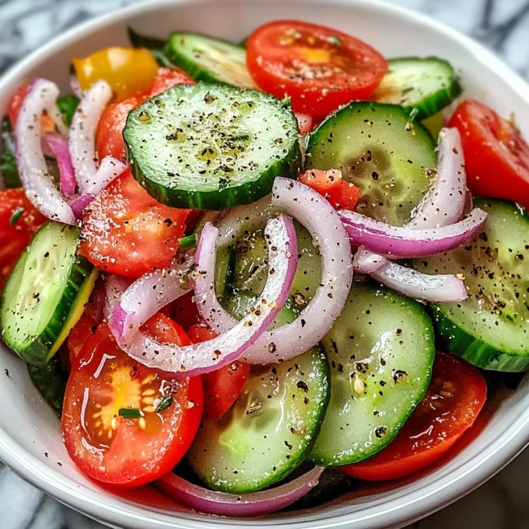 Fresh Tangy Marinated Cucumber Onion and Tomato Salad 4 Servings Easy Delicious