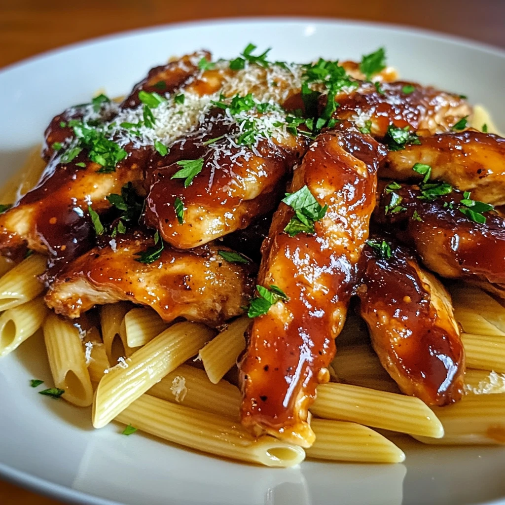 Sticky Sweet Honey Smoky BBQ Chicken Pasta – 4 Servings, Easy, Delicious