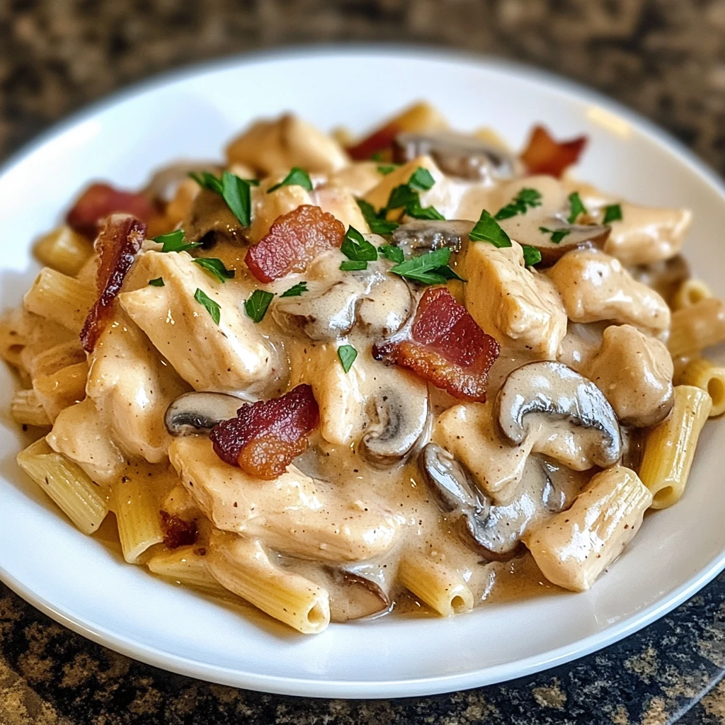 Creamy Chicken Bacon Mushroom Pasta Skillet 30 Minutes Ultimate Delicious