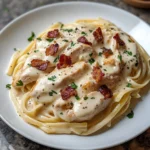 Creamy Garlic Parmesan Chicken and Bacon Pasta Mash-Up 30 Minutes Ultimate Delicious